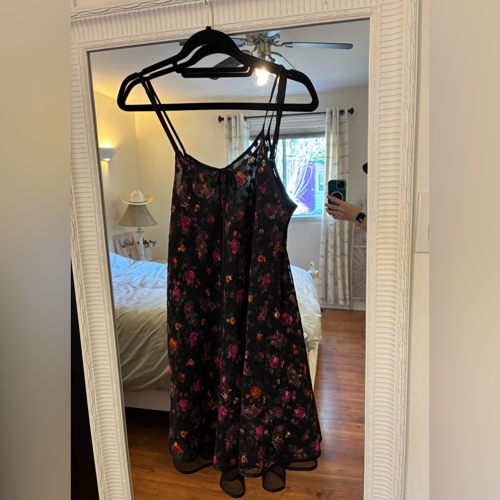 Floral Black Versailles Slip Dress